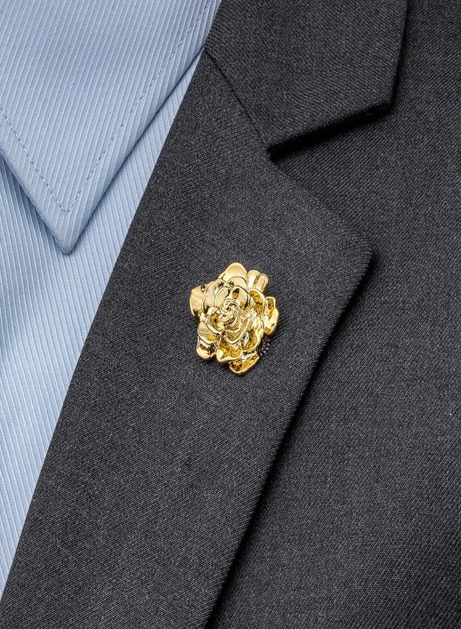 HAWSON 14K Gold Tone lapel Pins Brooch for Men Suit, Metal Flower Brooch Pins for Women, Mens Suit Accessories on Wedding Birthday Anniversary Father's Day., Metal, no gemstone - Image 3