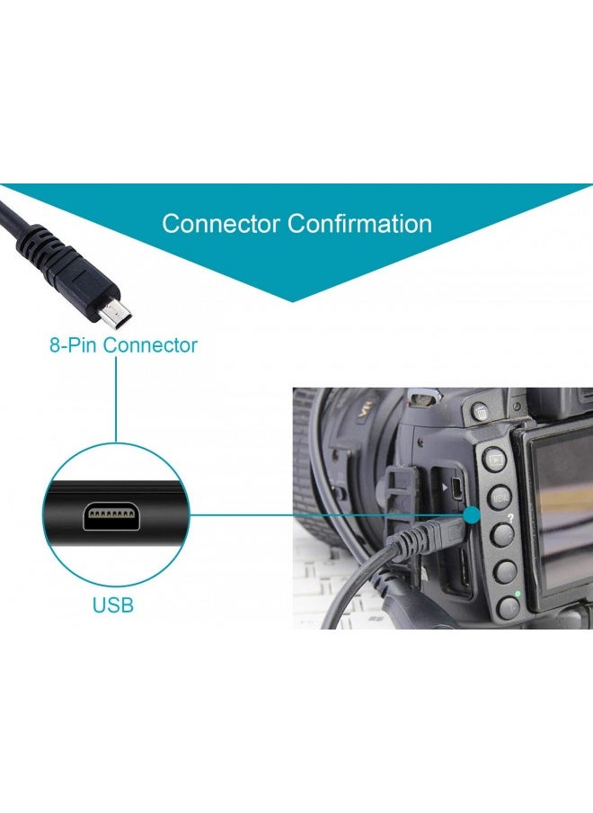 MaxLLTo 5Ft Extra Long 2-In-1 Uc-E6 / Uc-E16 Uc-E17 8Pin Usb Pieces Battery Charger Camera Data Cable Cord For Nikon Coolpix L310 L330 L340 L620 L810 L820 L830 S30 S31 S32 D5200 D7100 D750 S3000 S4000 S6000  - Image 4
