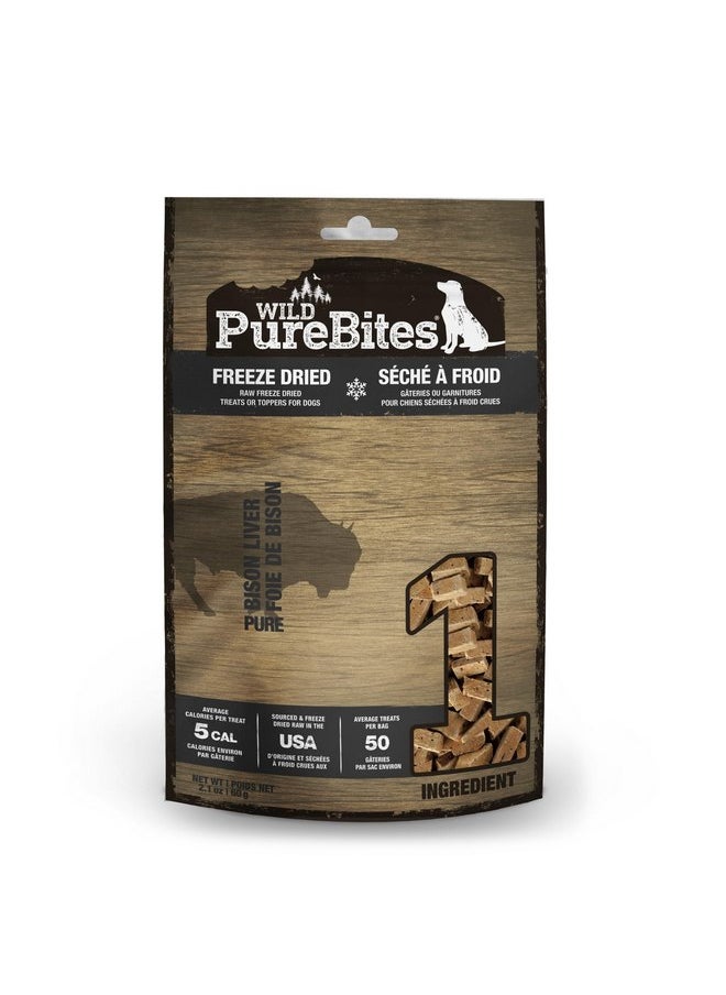 PUREBITES - PureBites Wild Bison Freeze Dried Dog Treats, 1 Ingredient, Made in USA, 2.1oz - Image 1
