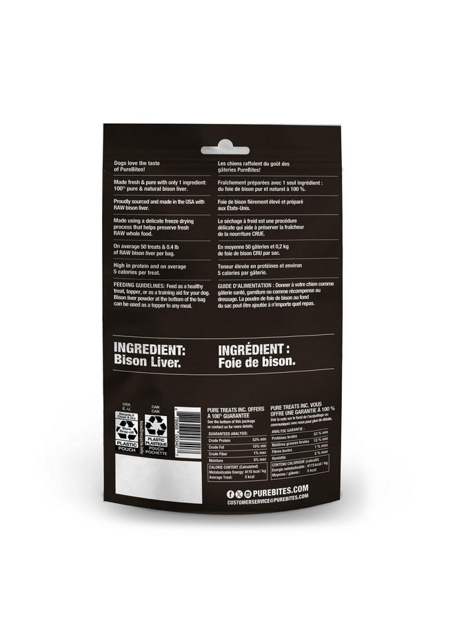PUREBITES - PureBites Wild Bison Freeze Dried Dog Treats, 1 Ingredient, Made in USA, 2.1oz - Image 1