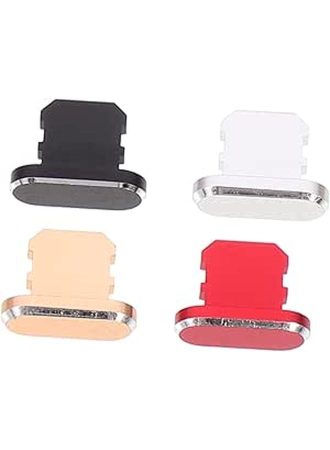 مجموعة سدادات غبار الألومنيوم الأسود غير اللامع من 4 قطع لمنافذ شحن USB والديكور - Image 1
