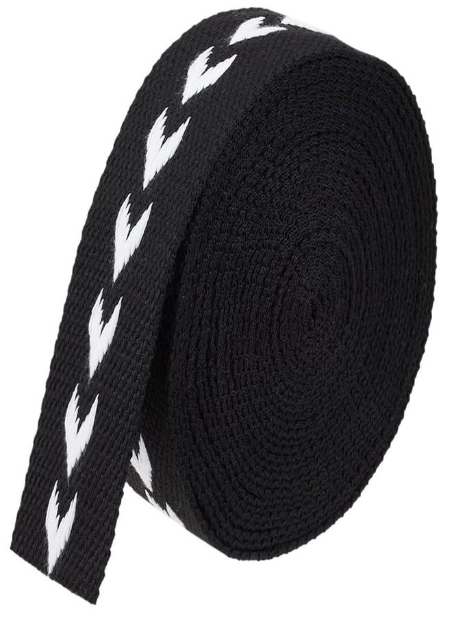 WSDMAVIS 5 Yards Polycotton Webbing 1.5 inch Black Jacquard Webbing for Webbing Bag Handles Tote Bag Webbing Fabric Tape - Image 1