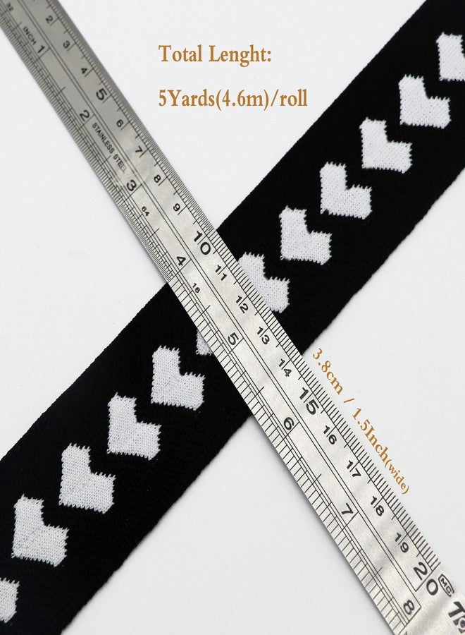 WSDMAVIS 5 Yards Polycotton Webbing 1.5 inch Black Jacquard Webbing for Webbing Bag Handles Tote Bag Webbing Fabric Tape - Image 2