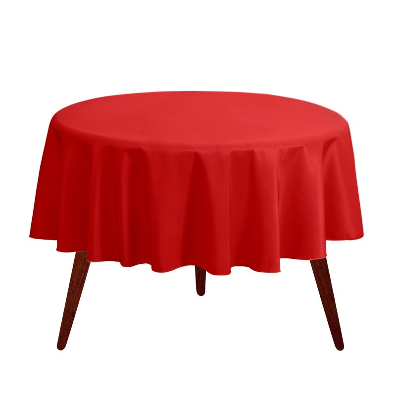 Gee Di Moda Round Tablecloth - 90 Inch Red Round Table Cloth for 30 to 60 Inch Round Tables - Heavy Duty Washable Fabric - for Buffet Table  Holiday Party  Dinner  Wedding & Baby Shower - Image 1