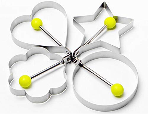 Magnusdeal Fried Egg Mold Ring Pancake Molds Stainless Steel Pancake Rings Set Kitchen Tool Different Shapes for Omelette Breakfast Sandwich - Image 1