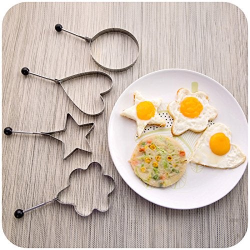 Magnusdeal Fried Egg Mold Ring Pancake Molds Stainless Steel Pancake Rings Set Kitchen Tool Different Shapes for Omelette Breakfast Sandwich - Image 3