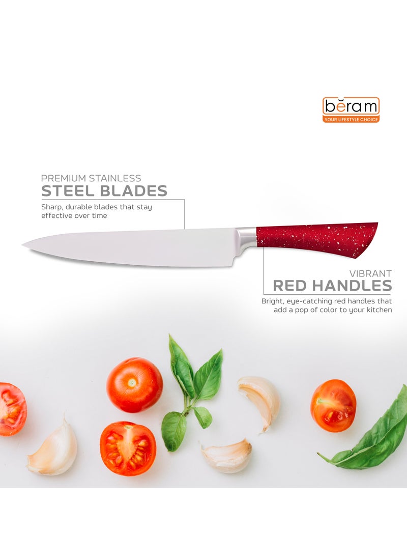 HausRoland 8 Pieces Kitchen Knife Set, Stainless Steel Blades, Wooden Blocks, Ergonomic Handles, Sleek Storage Rack, Non Stick Kitchen Knives, Heat Resistant, Food Grade  - Image 4