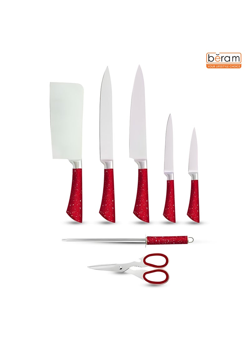 HausRoland 8 Pieces Kitchen Knife Set, Stainless Steel Blades, Wooden Blocks, Ergonomic Handles, Sleek Storage Rack, Non Stick Kitchen Knives, Heat Resistant, Food Grade  - Image 5