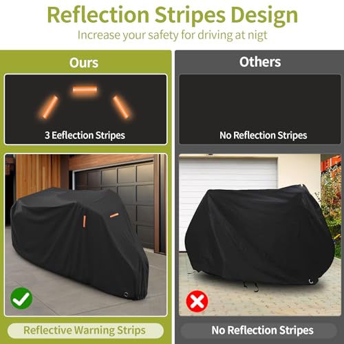 STARTWO Adult Tricycle Electric Trike Cover, Bike Storage Outdoor Waterproof, Windproof Bicycle Protective, Dustproof Bike Covers Black - Image 3