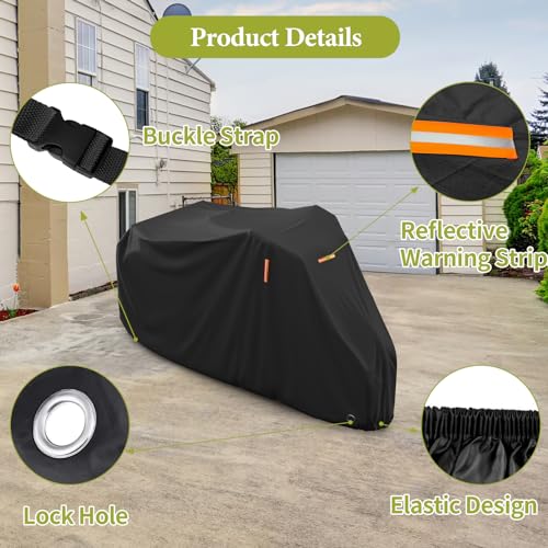 STARTWO Adult Tricycle Electric Trike Cover, Bike Storage Outdoor Waterproof, Windproof Bicycle Protective, Dustproof Bike Covers Black - Image 5