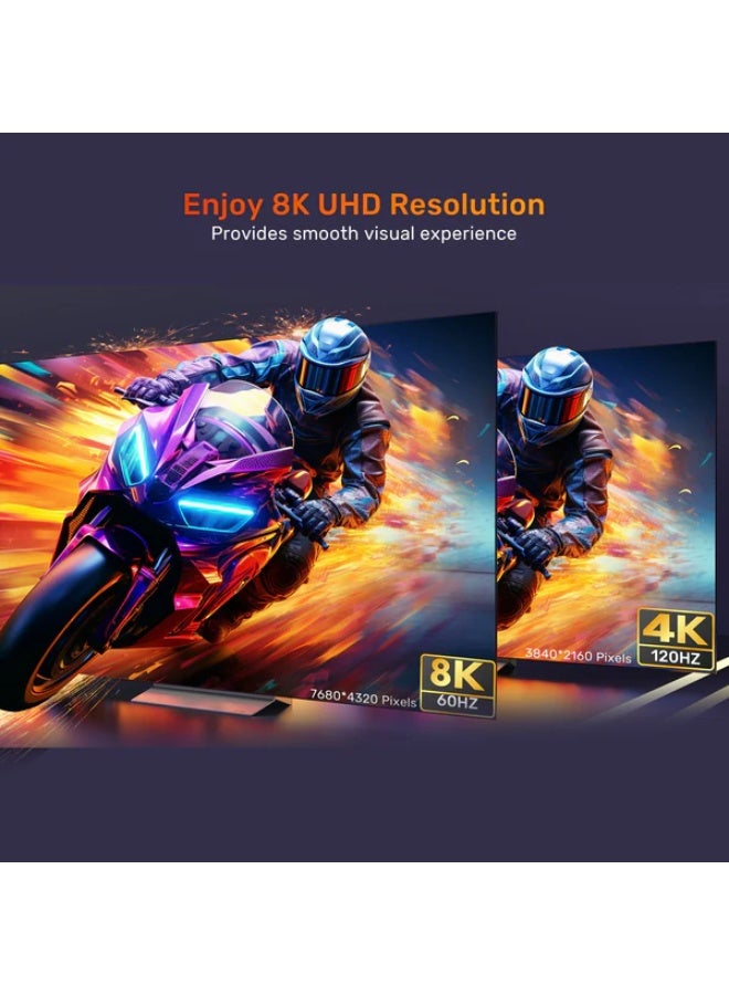 UNITEK كابل تمديد HDMI 2.1 ذكر إلى أنثى، HDMI2.1 8K 60Hz، محول كابل تمديد HDMI ذكر إلى أنثى متوافق مع التلفزيون عالي الدقة، عصا التلفاز، مشغلات الوسائط المتدفقة، مشغل DVD بلو راي، وحدات التحكم في الألعاب، صندوق الأقمار الصناعية، مستقبلات AV، صندوق التلفاز، Boxee، Xbox360، Xbox One S، PS5، PS4، PS3، PSVR، نينتندو وي يو، نظارات Oculus Rift VR، عصا الكمبيوتر ويندوز 10، التلفاز المثبت على الحائط، صندوق اختيار HDMI، الكمبيوتر، إلخ. - Image 3