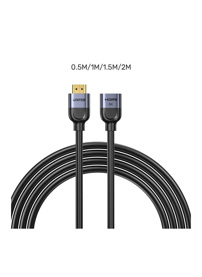 HDMI 2.1  Male to Female HDMI Extension Cable, HDMI2.1 8K 60Hz, HDMI Extender Male to Female Adapter Cable compatible with HD Television, TV Stick, Streaming media players, Blue-ray DVD player, Gaming Consoles, Satellite Box, AV receivers, TV Box, Boxee, Xbox360, Xbox One S, PS5, PS4, PS3, PSVR, Nintendo Wii U, Oculus Rift VR headset, windows 10 PC stick, wall-mounted TV, HDMI Selector Box, PC, etc - pzsku/Z08F1516D78150BD37E57Z/45/_/1740741688/75924917-f331-4d03-9bcc-6bbf617bf4a9