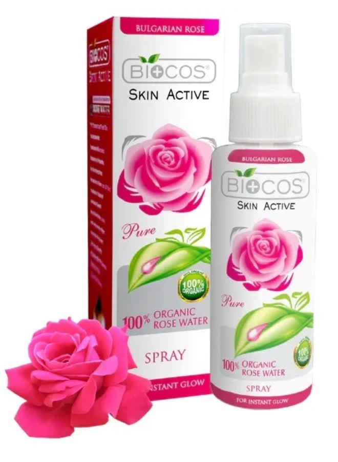 BIOCOS Organic Rose Water Spray – Hydrating Toner, Reduces Redness & Tightens – Pack of 1 - Image 1