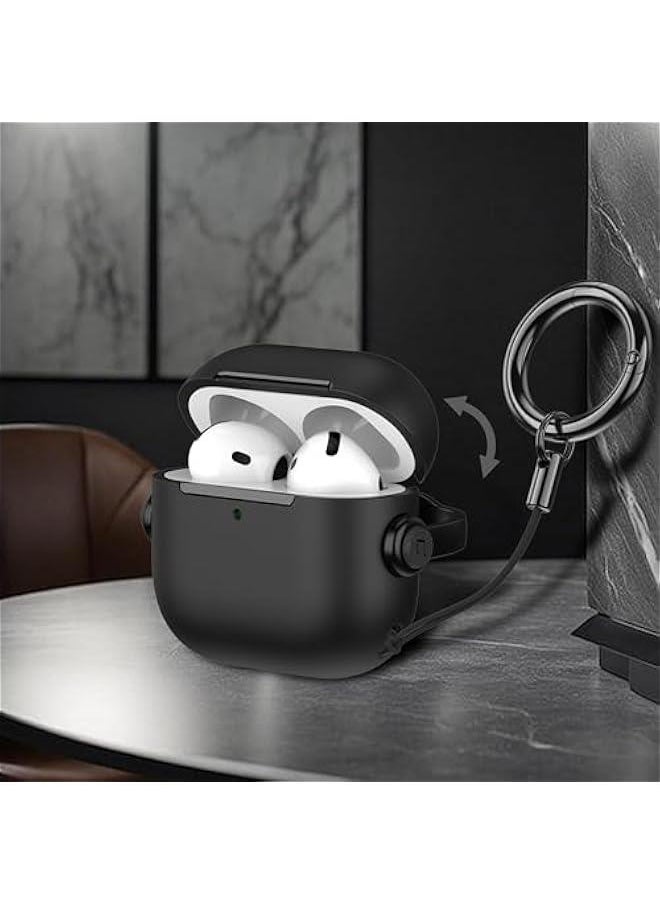 Generic - for Apple Airpods 4th Generation Case Cover(2024), Shock-Proof Protective TPU Case with Keychain Cpatible with Airpods 4 case for Wen,Men (Black) - Image 1