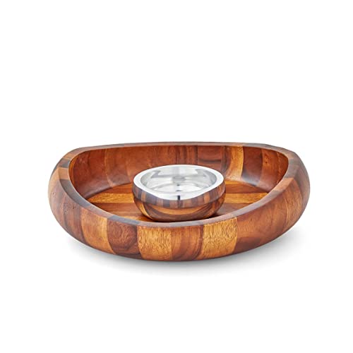 Nambe Butterfly Collection Chip and Dip Serving Tray and Bowl | 2Piece Set | Metal Dip Bowl for Salsa and Guacamole | Large Party Platter for Vegetables, Snacks, or Chips | 16Inch - Image 1