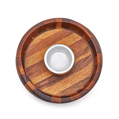 Nambe Butterfly Collection Chip and Dip Serving Tray and Bowl | 2Piece Set | Metal Dip Bowl for Salsa and Guacamole | Large Party Platter for Vegetables, Snacks, or Chips | 16Inch - Image 5