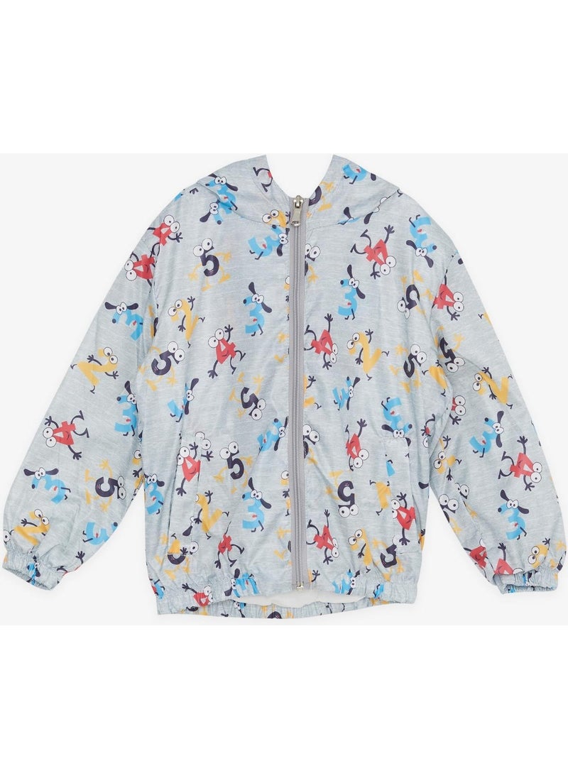Breeze GİRLS & BOYS Boy's Raincoat Colorful Confused Numbers Patterned 1-5 Years, Gray Melange  - Image 1