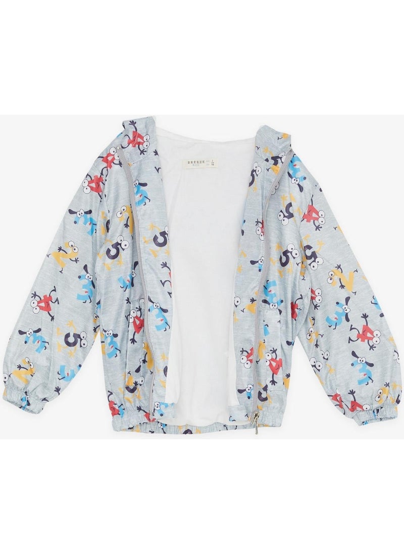 Breeze GİRLS & BOYS Boy's Raincoat Colorful Confused Numbers Patterned 1-5 Years, Gray Melange  - Image 2