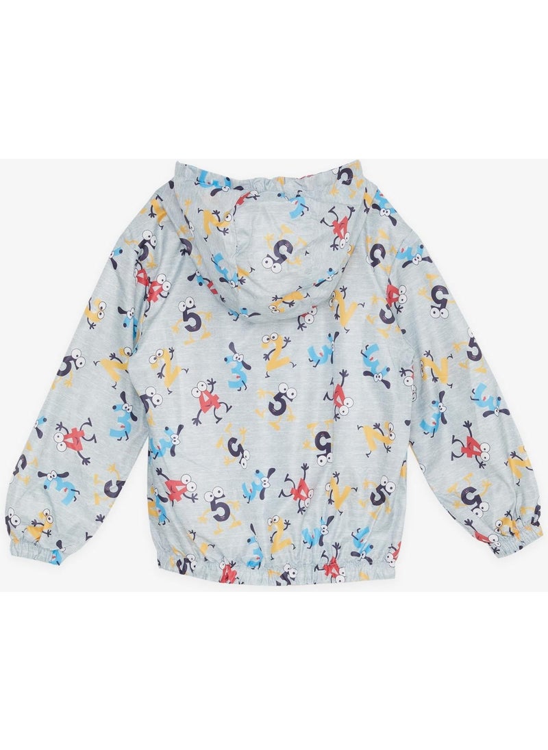 Breeze GİRLS & BOYS Boy's Raincoat Colorful Confused Numbers Patterned 1-5 Years, Gray Melange  - Image 3