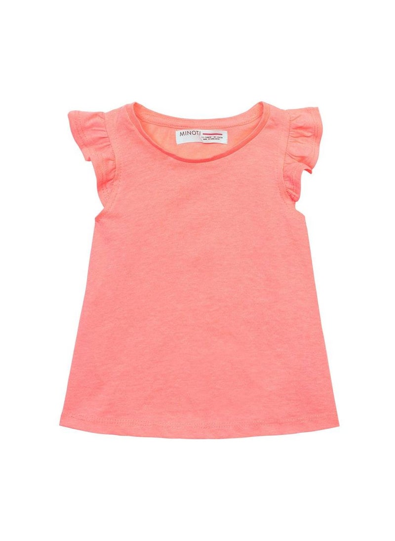 MINOTI Teen Girls Cap Sleeve T-Shirt with Frill Shoulders - Image 1