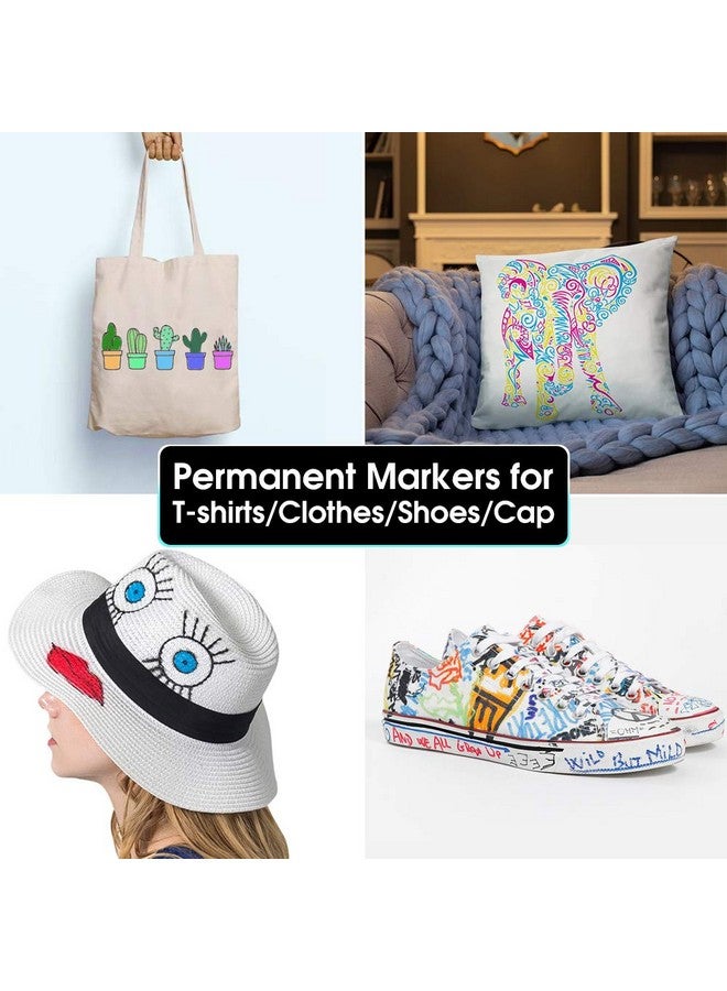 JR.WHITE JR.WHITE Fabric Markers Permanent for T Shirts Baby Clothes Onesies Bibs White Pillow Canvas Tote Bags Clothing - No Bleed - Fine Tip - Child Safe & Non Toxic Fabric Paint Pens Set of 24 Colors  - Image 3