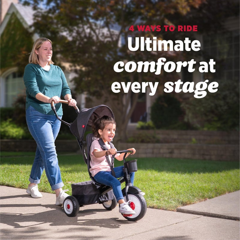 Radio Flyer City 4-in-1 Stroll 'N Trike, Red, for Riders 1-5 Years Old, 4 Riding Modes, 3 Point Harness with Comfort Pad, Parent Controlled Steering, Rear Storage, Stroller Tricycle for Toddlers - Image 2