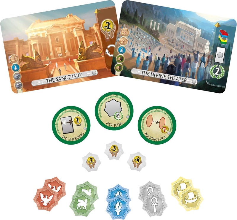 Asmodee 7 Wonders Duel Pantheon Board Game Expansion - Intense Two-Player Battles in The Ancient World, Strategy Game for Kids and Adults, Ages 10+, 2 Players, 30 Minute Playtime - Image 4