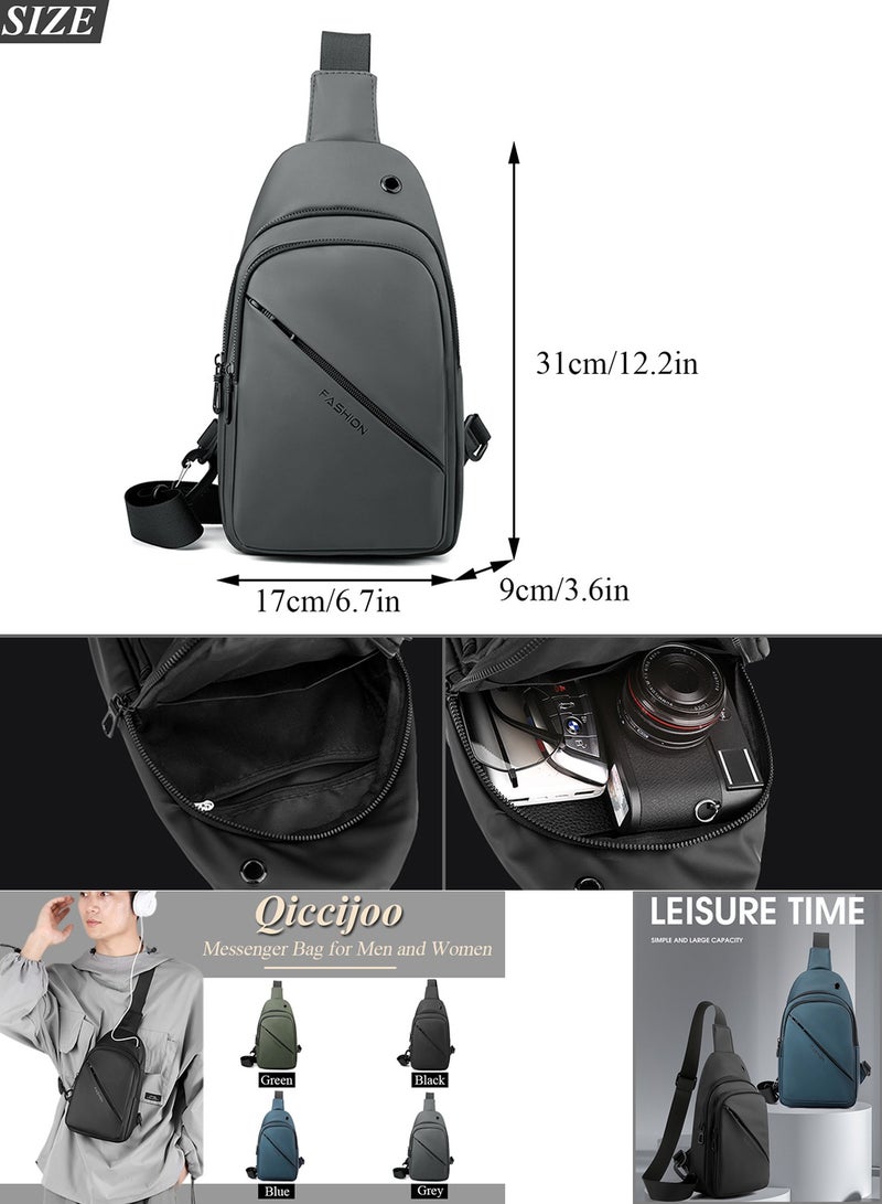 Qiccijoo Sling Bag Crossbody Backpack Shoulder Bag for Men Women Sling Backpack for Hiking Walking Biking Travel Cycling Multipurpose Chest Bag Daypack Purse(Grey) - Image 2