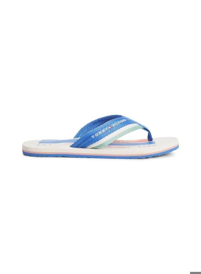 TOMMY HILFIGER Stripe Webbing Strap Flip-Flops - Image 1