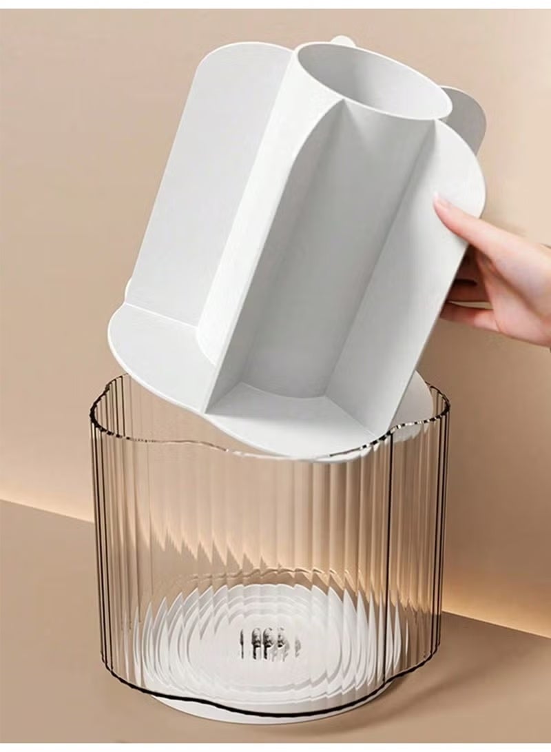 Ucanbe Desktop Rotating Makeup Brush Storage, Transparent Cosmetic Organizer Shelf for Eyeshadow, Lipstick & Brushes - Image 3