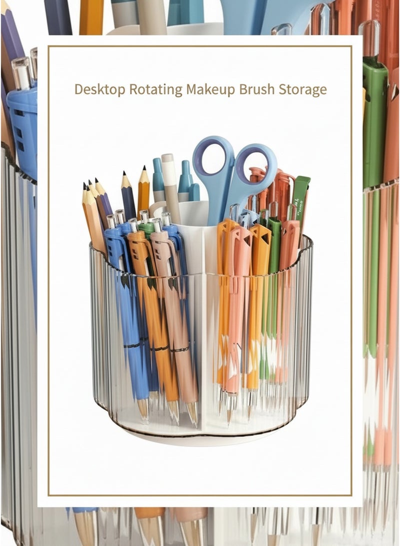 Ucanbe Desktop Rotating Makeup Brush Storage, Transparent Cosmetic Organizer Shelf for Eyeshadow, Lipstick & Brushes - Image 1