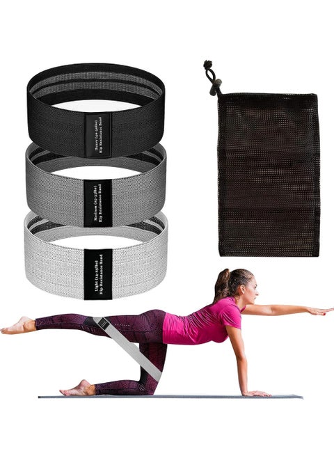 Resistance Band Set for Squat Glute Hip Legs and Training 3 Fabric Loop Stretch Bands for Women/Men For Gym Exercises and Yoga