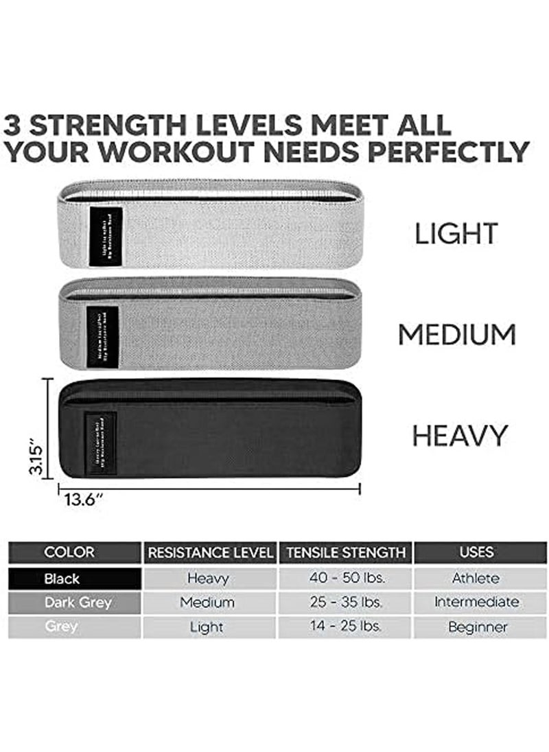 Resistance Band Set for Squat Glute Hip Legs and Training 3 Fabric Loop Stretch Bands for Women/Men For Gym Exercises and Yoga