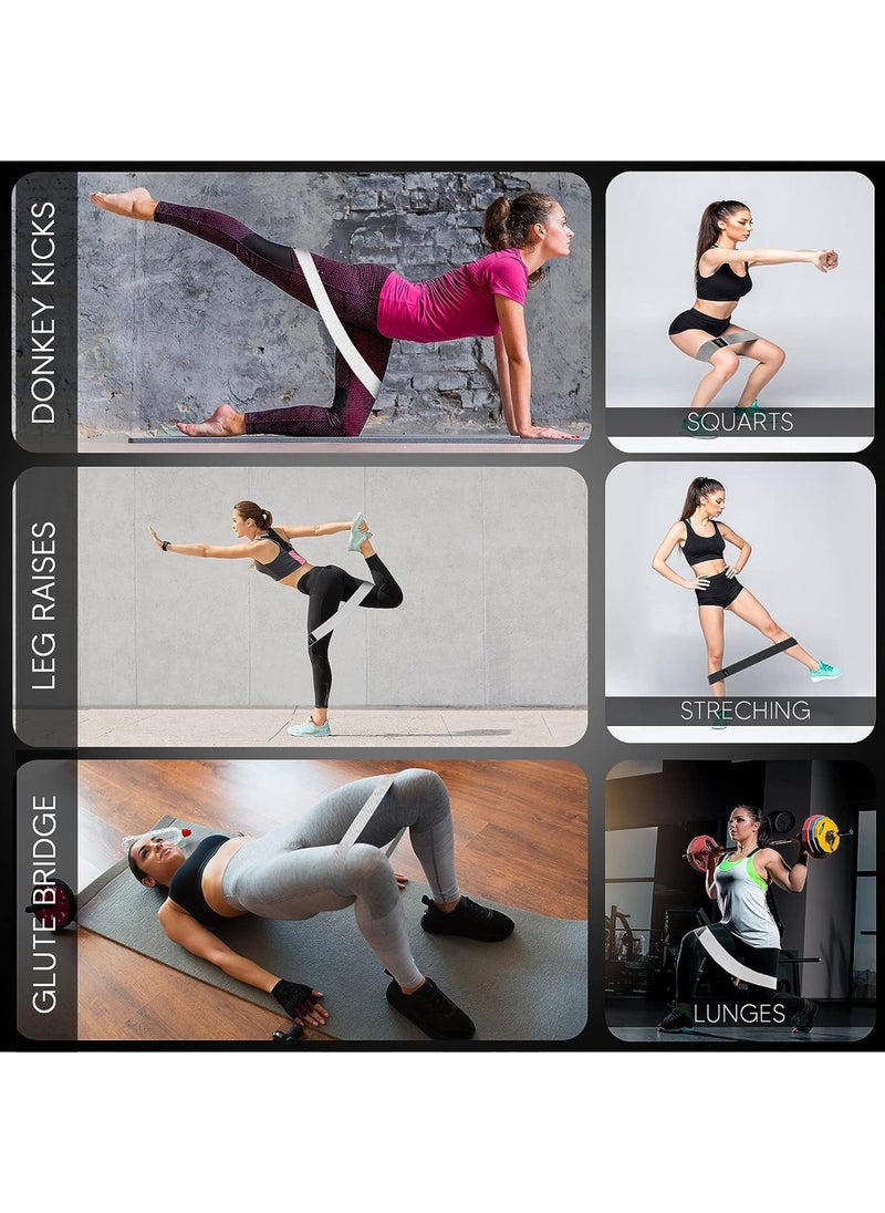 Resistance Band Set for Squat Glute Hip Legs and Training 3 Fabric Loop Stretch Bands for Women/Men For Gym Exercises and Yoga