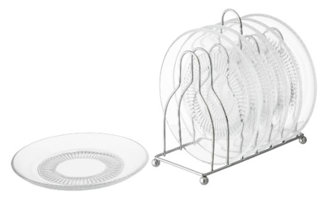 Dania A set of glass dessert plates with a metal stand, 6 pieces The plate size is 15 cm - Image 1