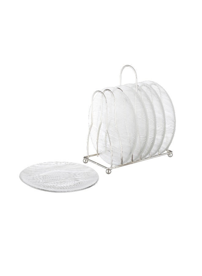 Dania A set of glass dessert plates with a metal stand, 6 pieces The plate size is 15 cm - Image 2