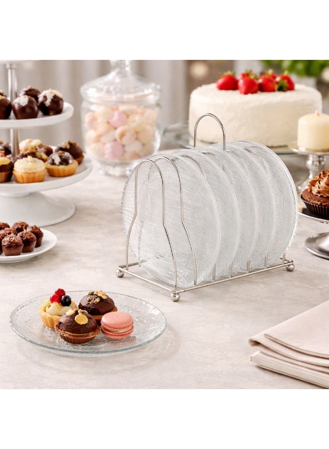 Dania A set of glass dessert plates with a metal stand, 6 pieces The plate size is 15 cm - Image 1