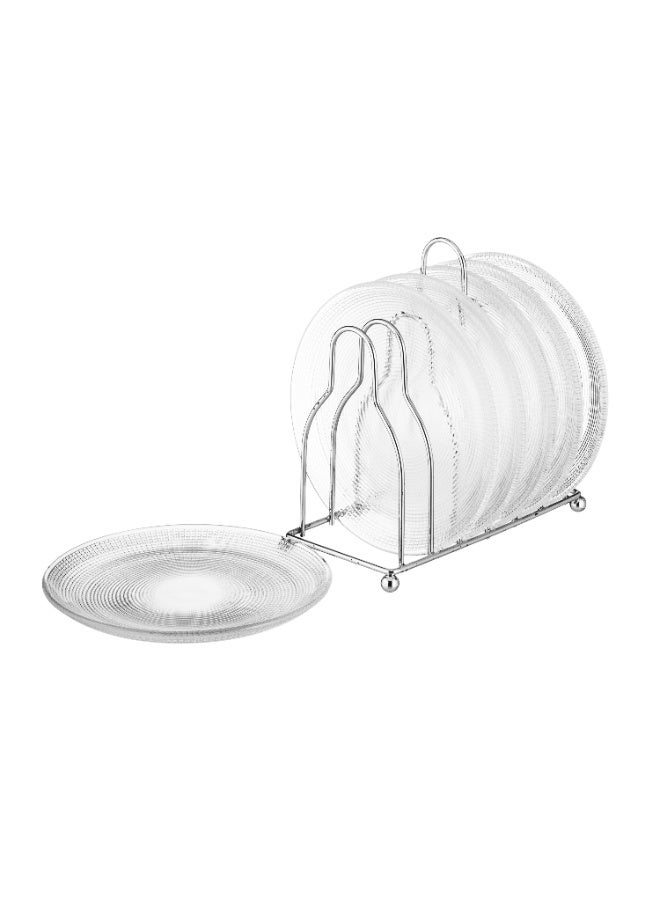 Dania A set of glass dessert plates with a metal stand, 6 pieces The plate size is 15 cm - Image 2