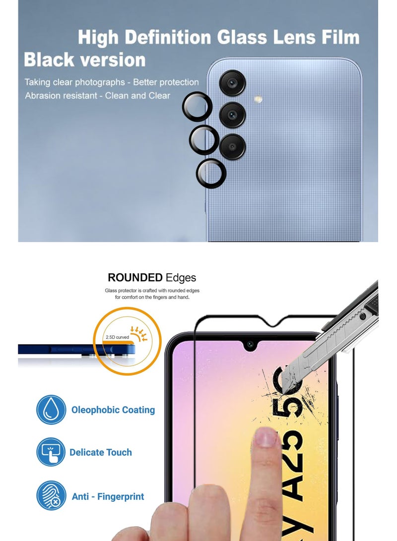 GMATE Samsung Galaxy A25 - 2 in 1 Pack  Generic Glass Screen Protector  And Camera Lens Protector - Image 2