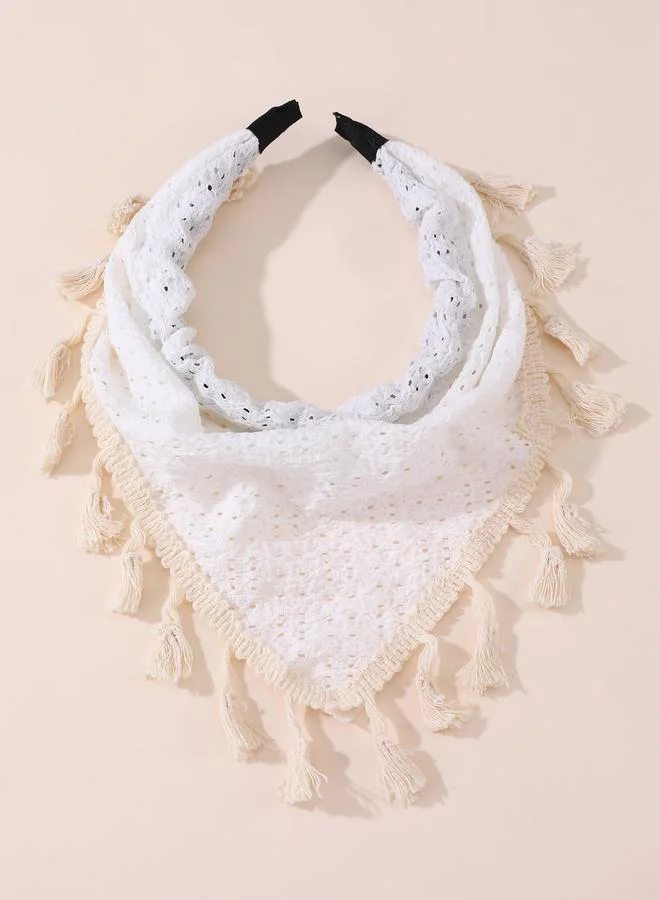Take Two Take Two Triangle Headscarf with Tassel Trim