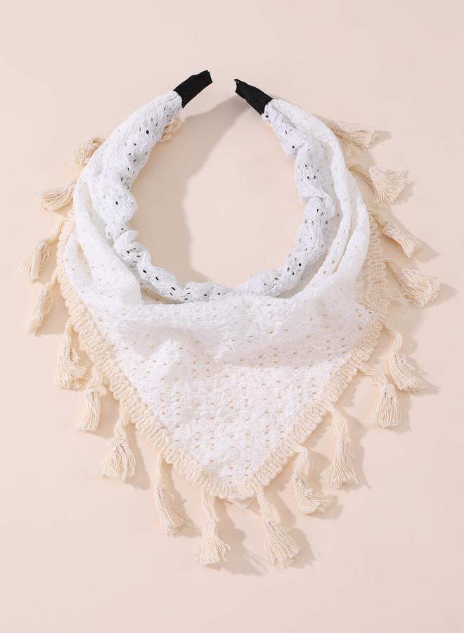 Take Two Triangle Headscarf with Tassel Trim - Image 2