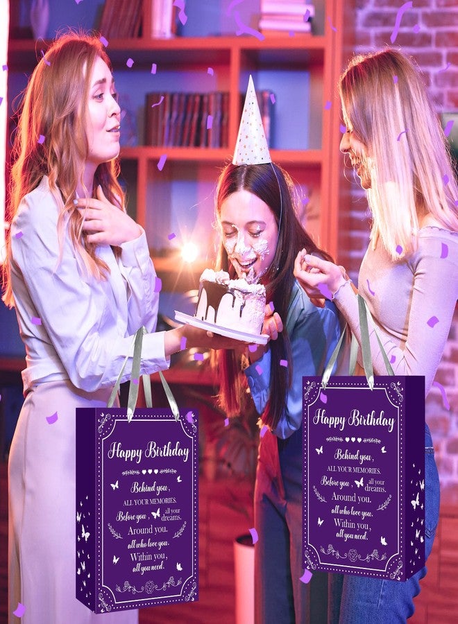 Wayyogh Purple Butterfly Birthday Gift Bag for Girls Women, Large Happy Wrapping Paper Bag with Greeting Card and Tissue Paper for Her Anniversary Party Gift Wrap Bag Decorations - Image 3