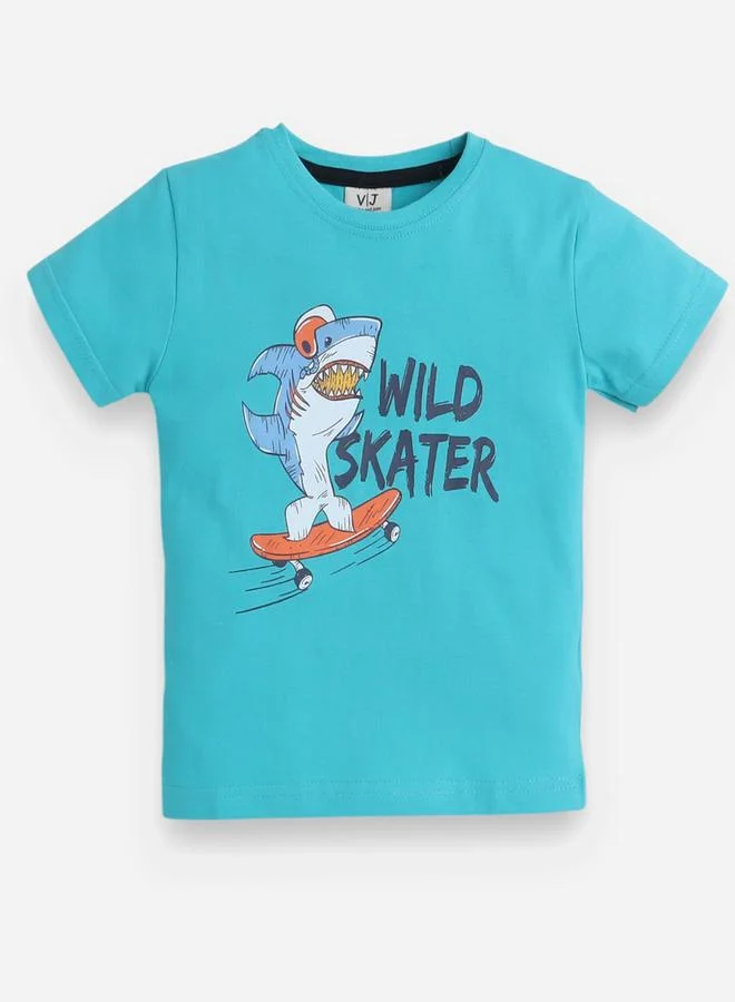 victor and jane Graphic Print T-Shirt and All-Over Printed Pyjama Set