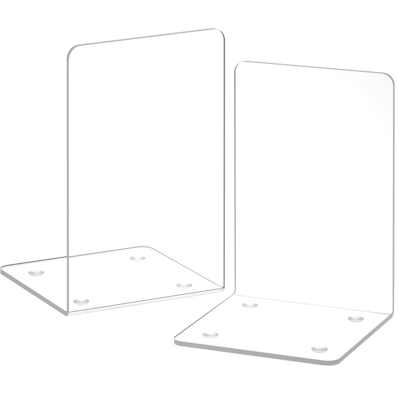 Acrylic Bookends 2 Pieces VFINE Book Ends for Shelves Clear Bookends for Shelves Decor Book Ends for Desktop Organizer Book Stopper for Home Office School Supplies 7  48  475 inch