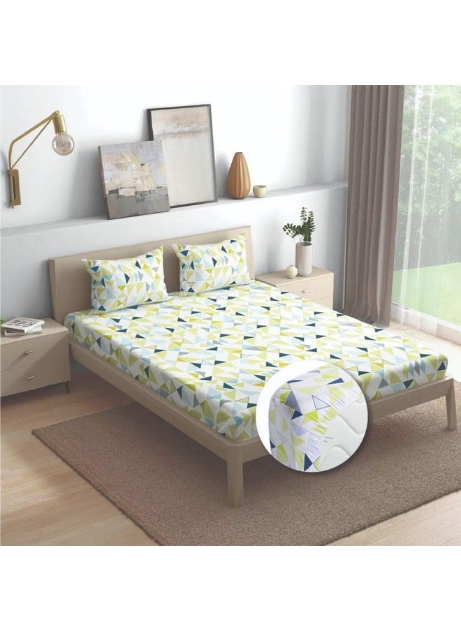 Wakefit - Wakefit Bedsheet for King Size, Bedsheet for Double Bed King Size, Elastic Bedsheets for King Size Bed, 144 TC 100% Cotton with 2 Pillow Covers (Elastic Fitted Sheet 78x72 : Maze) - Image 1
