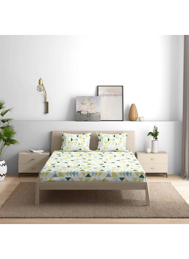Wakefit - Wakefit Bedsheet for King Size, Bedsheet for Double Bed King Size, Elastic Bedsheets for King Size Bed, 144 TC 100% Cotton with 2 Pillow Covers (Elastic Fitted Sheet 78x72 : Maze) - Image 1