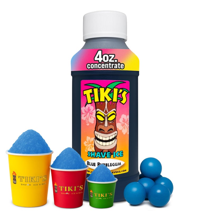 مركز شراب الثلج من تيكي بنكهة العلكة الزرقاء 4 أونصات (عبوة من 1) - شراب طبيعي للمشروبات والحلويات - مثالي لصنع الثلج المجروش وآلات السلاش - Image 1