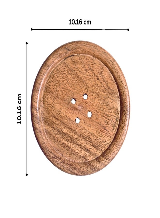 Moxly Wooden Tea Coasters Set of 4 - Handcrafted Round Coasters for Cups & Mugs | Natural Acacia Wood | Table Protector for Home, Office, Dining & Gifting - Image 2