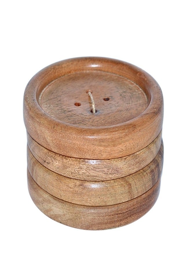 Moxly Wooden Tea Coasters Set of 4 - Handcrafted Round Coasters for Cups & Mugs | Natural Acacia Wood | Table Protector for Home, Office, Dining & Gifting - Image 4