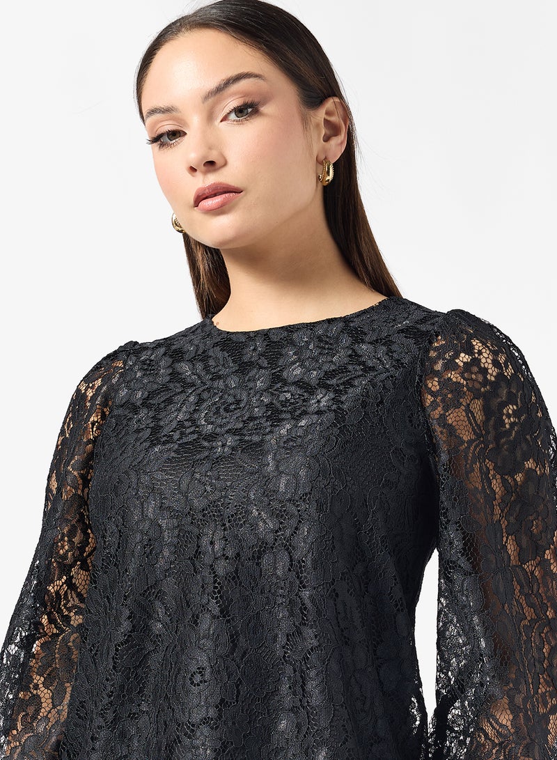 ONLY Onlavella Ballon Lace Detail Long Sleeve Top - Image 3